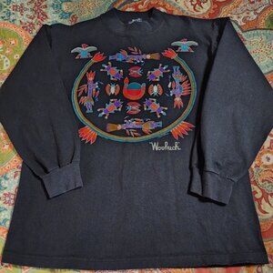 Vintage 90s Native American Art Graphic Long Sleeve - 90s Folk Art Size Medium